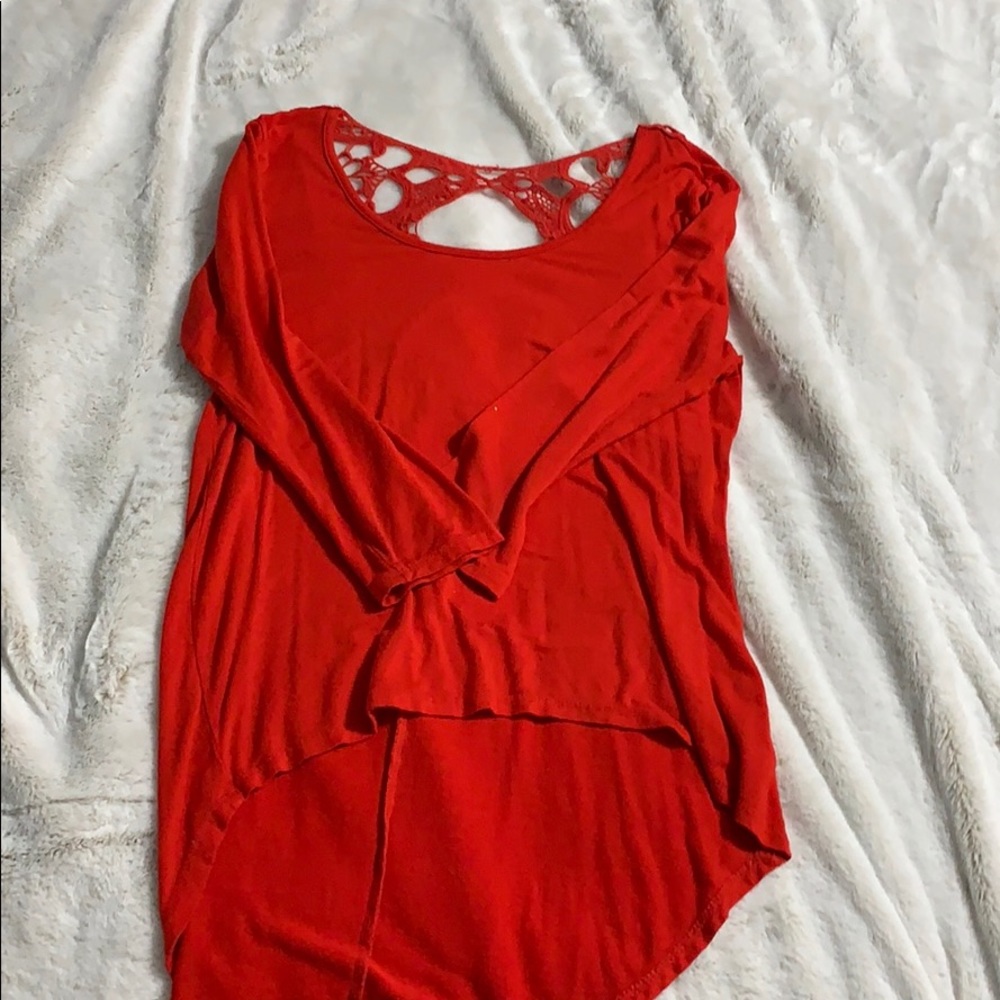 Red lace high low top